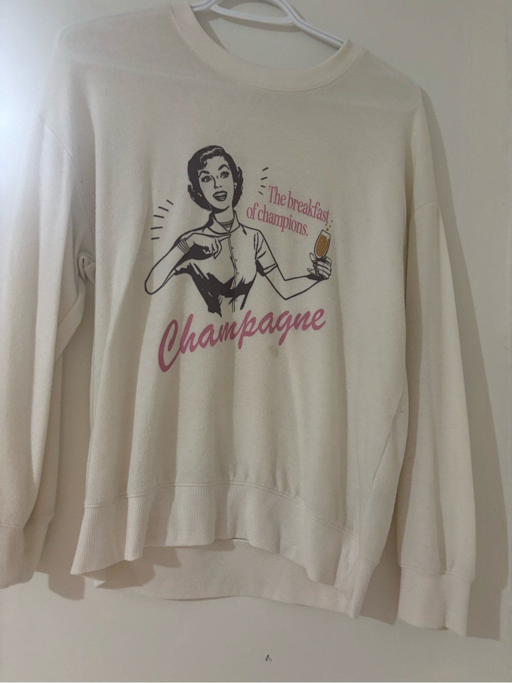 Z Supply Cream Graphic Sweatshirt with Pink & Black Print